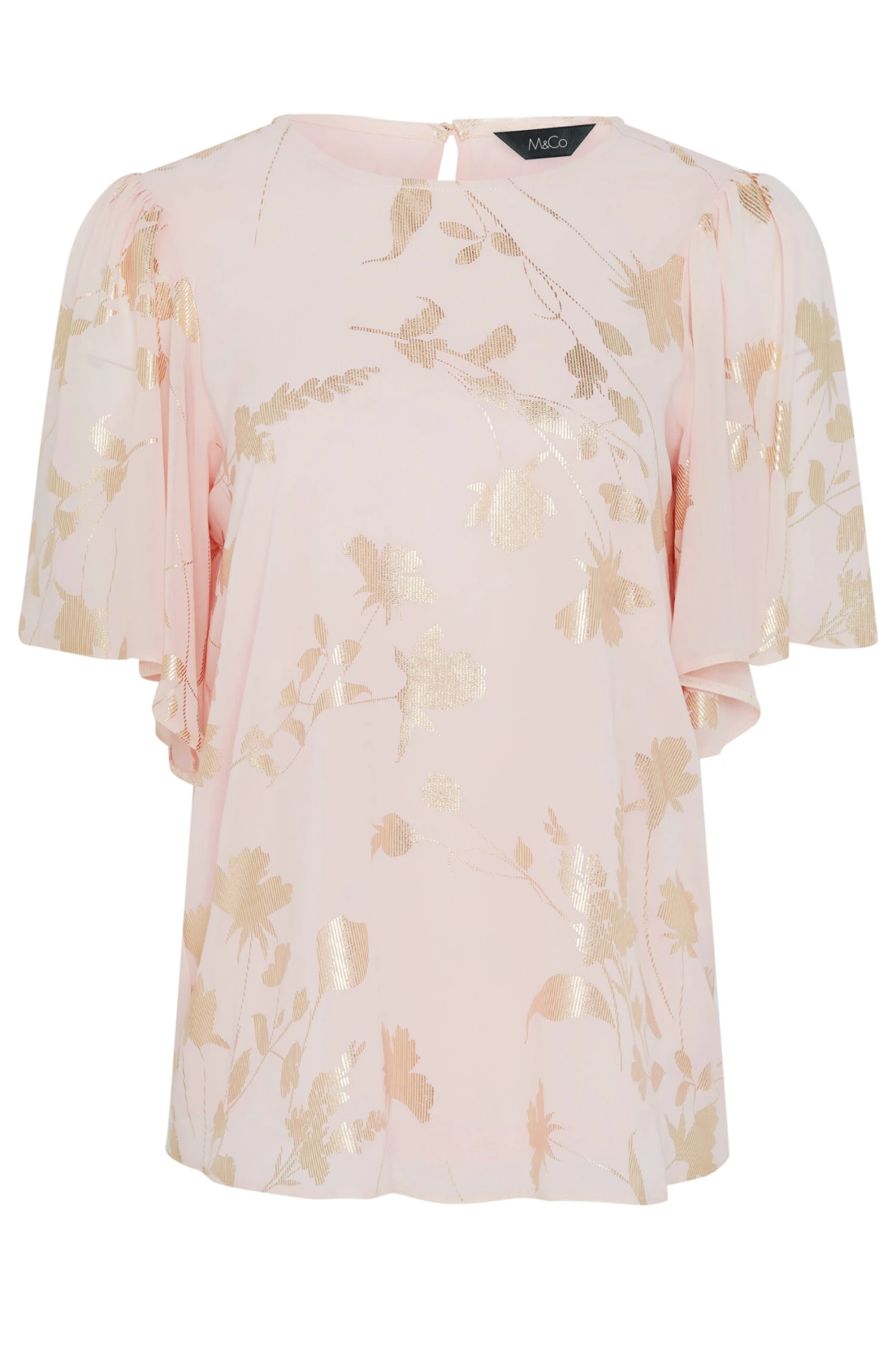 M&Co Light Pink Floral Shimmer Blouse 5 M&Co Light Pink Floral Shimmer Blouse - Image 5