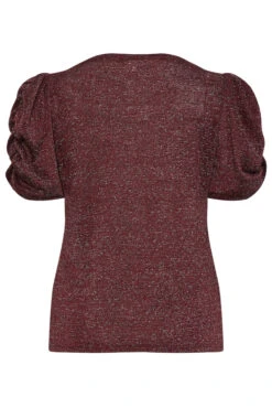 M&Co Red & Silver Glitter Ruched Sleeve Blouse -M&Co Sales Store 21650780 b566 4b 550253 Y scaled