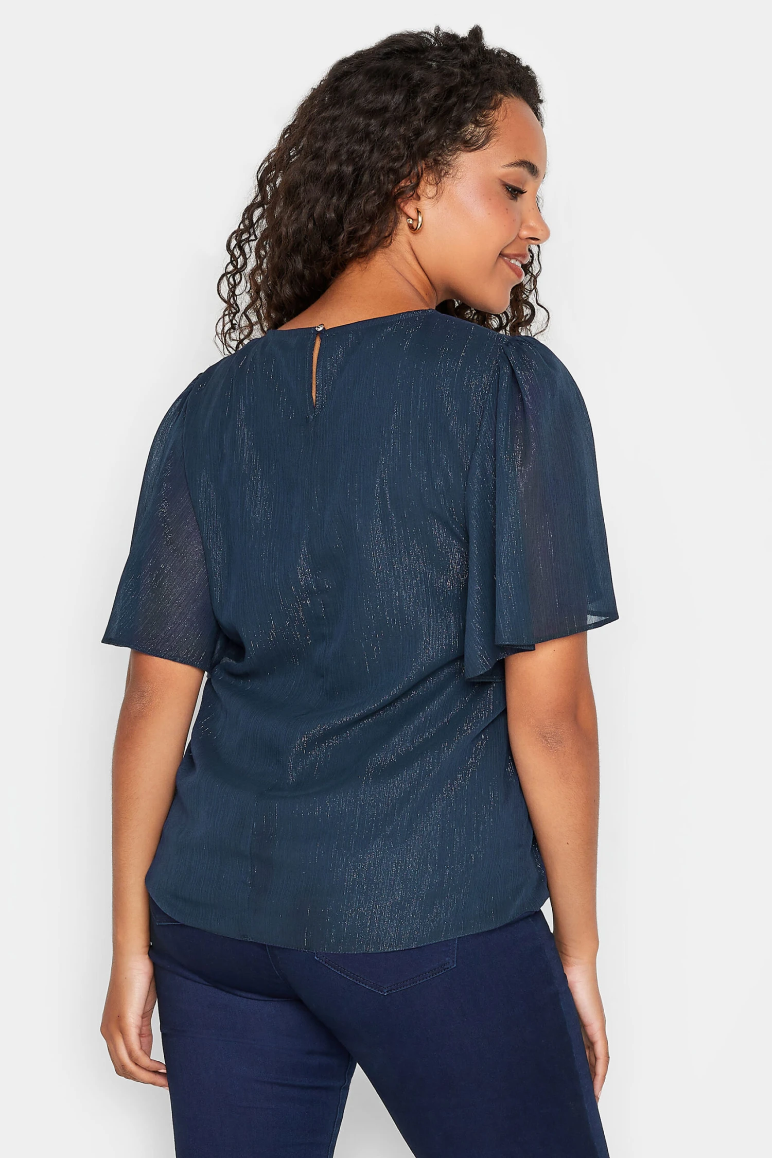 M&Co Navy Blue Glitter Blouse 3 M&Co Navy Blue Glitter Blouse - Image 3