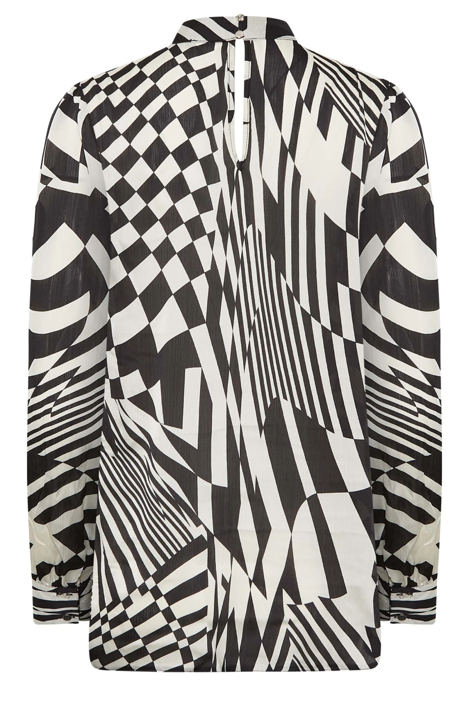 M&Co Black & White Abstract Print High Neck Satin Blouse 7 M&Co Black & White Abstract Print High Neck Satin Blouse - Image 7