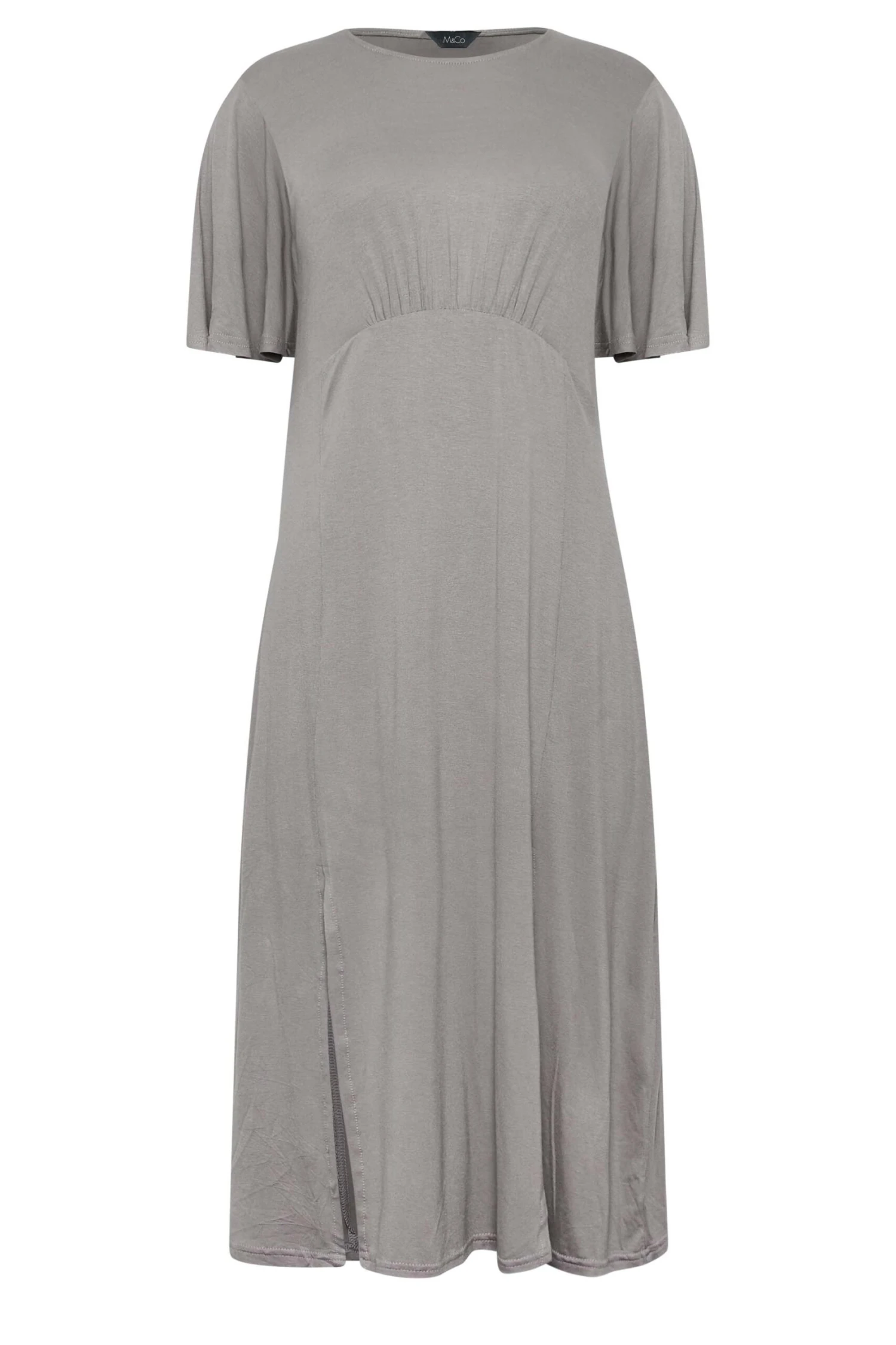 M&Co Grey Angel Sleeve Split Hem Midi Dress 6 M&Co Grey Angel Sleeve Split Hem Midi Dress - Image 6