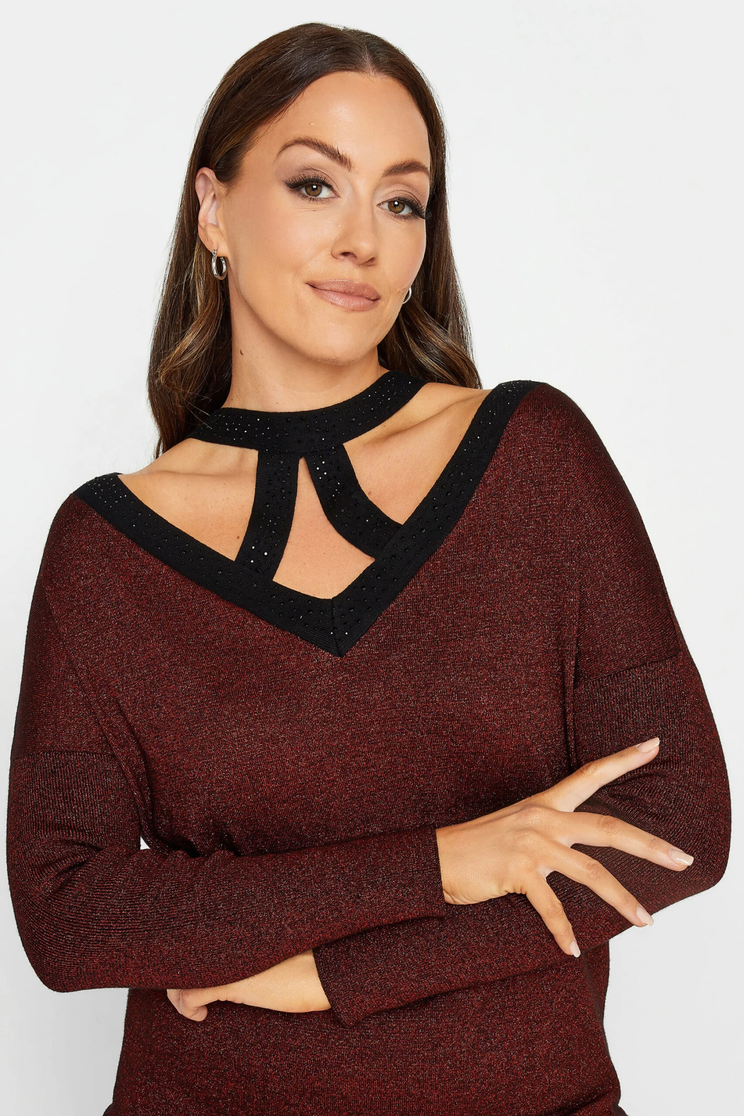 M&Co Red Glitter Cut Out Tunic Jumper 4 M&Co Red Glitter Cut Out Tunic Jumper - Image 4