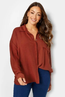 M&Co Burnt Orange Button Through Pocket Shirt