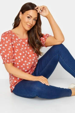 M&Co Red Daisy Print Blouse