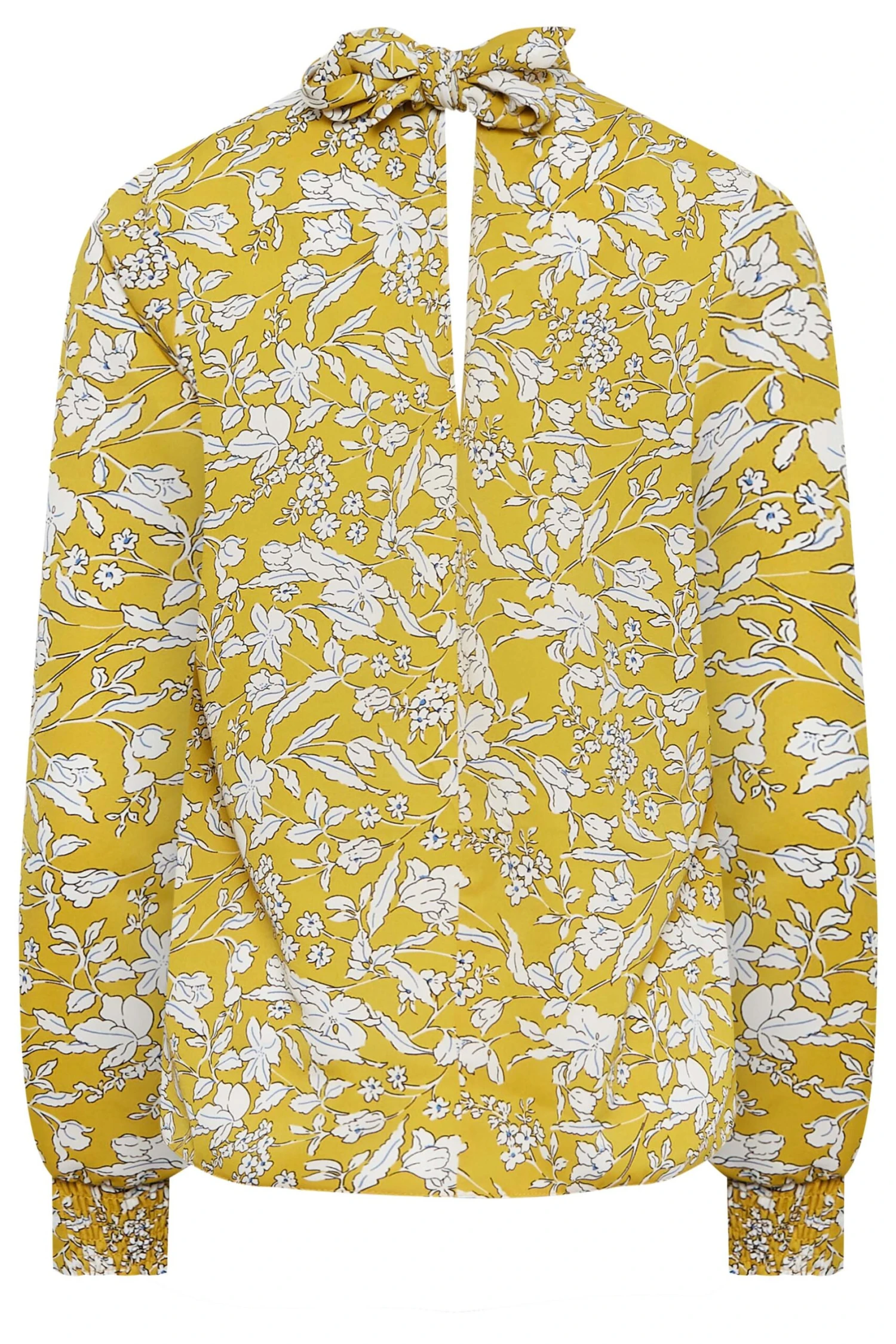 M&Co Yellow Floral Print High Neck Blouse 7 M&Co Yellow Floral Print High Neck Blouse - Image 7