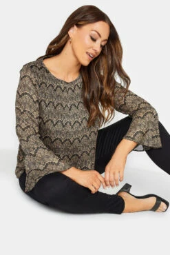 M&Co Brown Long Sleeve Lace Print Pleat Top 10 M&Co Brown Long Sleeve Lace Print Pleat Top -M&Co Sales Store 241eb624 c6be 46 550191 D scaled