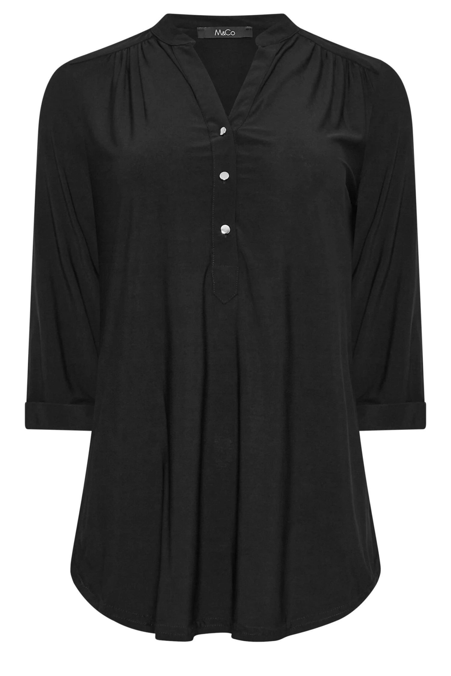 M&Co Black Half Placket Jersey Shirt 7 M&Co Black Half Placket Jersey Shirt - Image 7