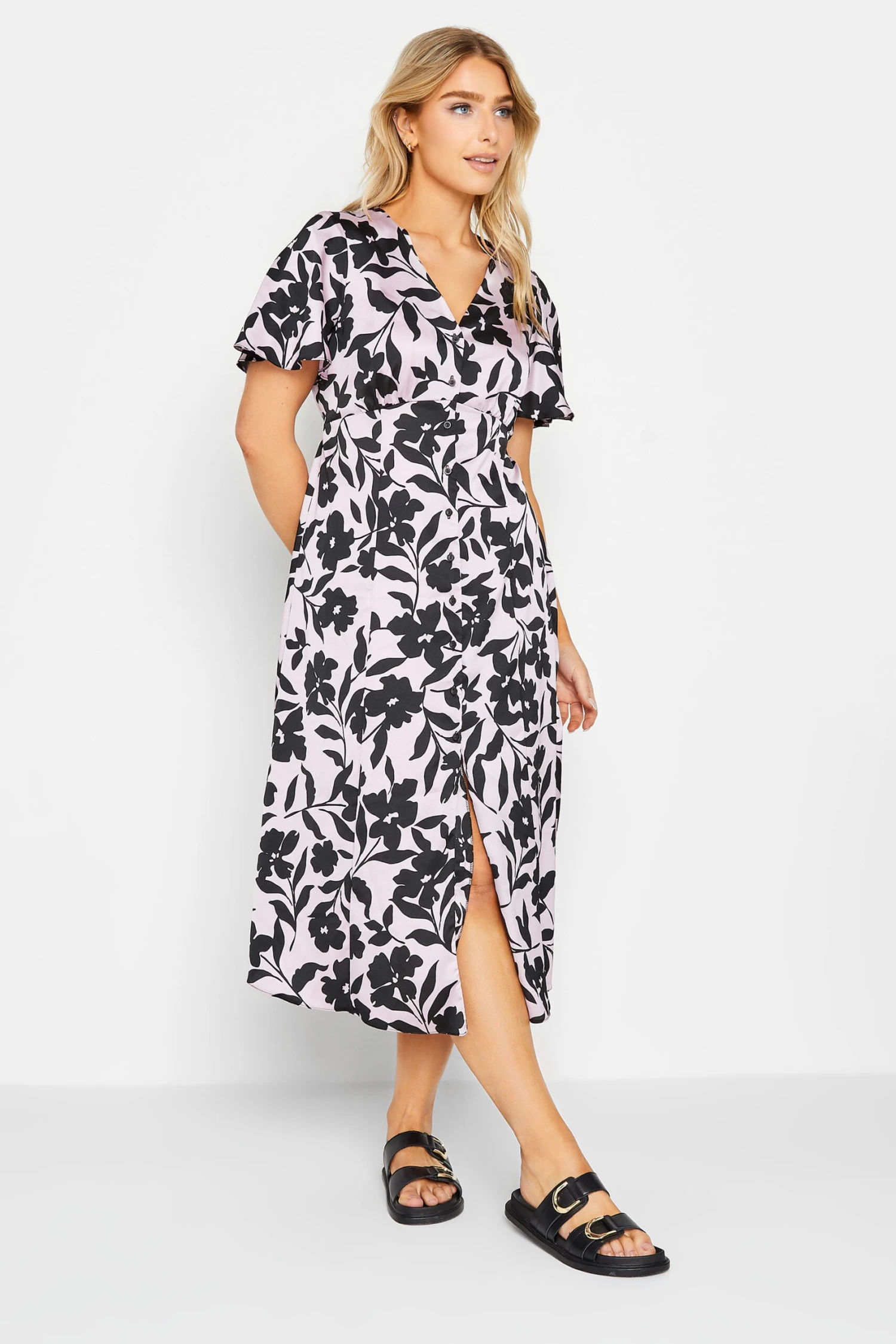 M&Co Pink Floral Midi Tea Dress 1 M&Co Pink Floral Midi Tea Dress