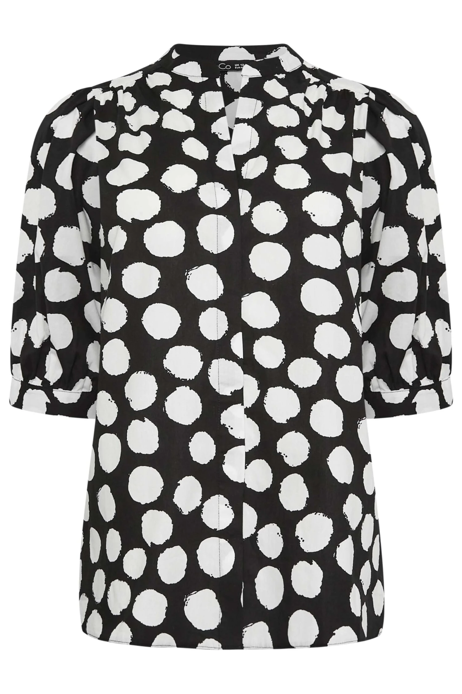 M&Co Black Polka Dot Puff Sleeve Shirt 6 M&Co Black Polka Dot Puff Sleeve Shirt - Image 6