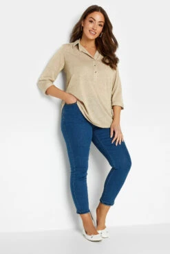 M&Co Beige Brown Glitter Half Placket Shirt 9 M&Co Beige Brown Glitter Half Placket Shirt -M&Co Sales Store 26726a95 c9ac 4d 550121 B scaled