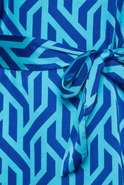 M&Co Blue Geometric Print Satin Tunic Blouse -M&Co Sales Store 26c5dc67 db63 44 550025 Z scaled