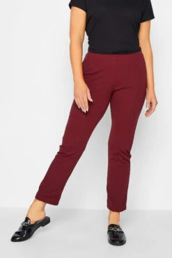M&Co Burgundy Red Stretch Tapered Trousers
