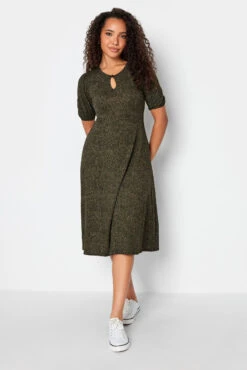 M&Co Khaki Green Animal Markings Keyhole Maxi Dress