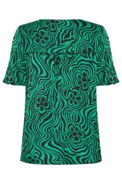 M&Co Green Floral Swirl Print Frill Sleeve Blouse -M&Co Sales Store 27b40417 7e01 43 550146 Y scaled