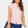 M&Co Pink Gingham Short Sleeve Shirt