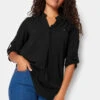 M&Co Black Tab Sleeve Blouse