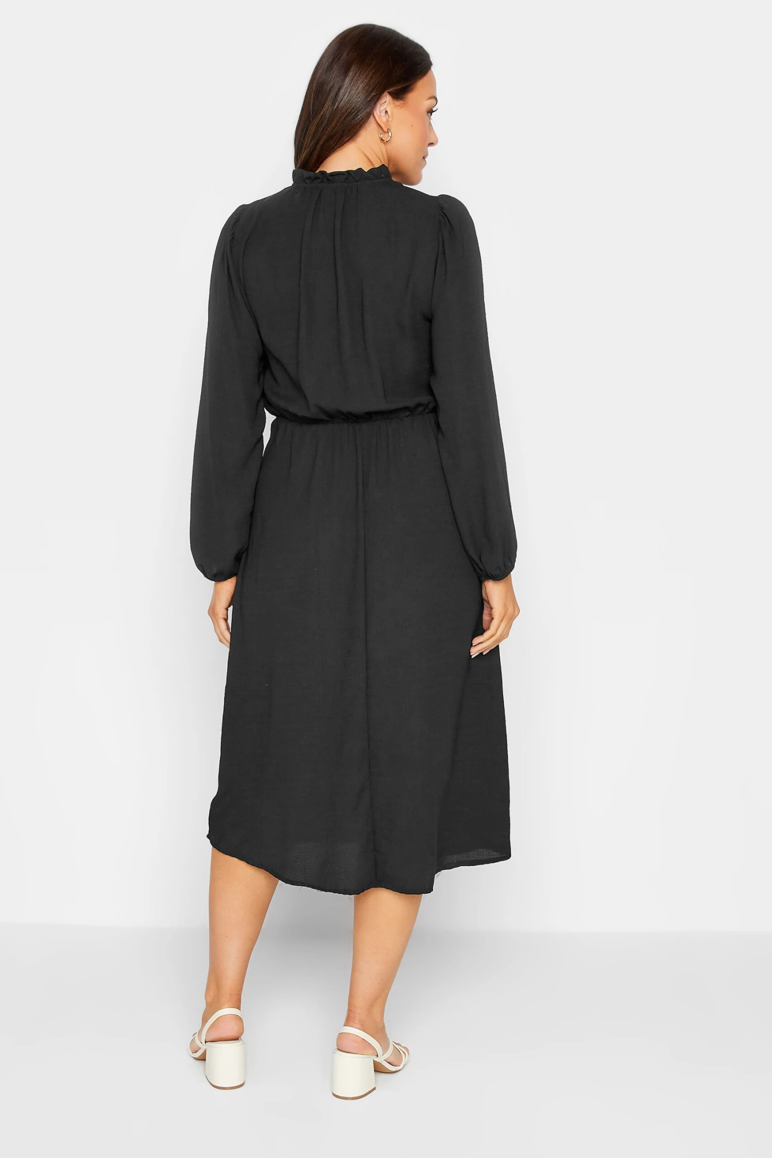 M&Co Black Tie Neck Elasticated Waist Dress 3 M&Co Black Tie Neck Elasticated Waist Dress - Image 3