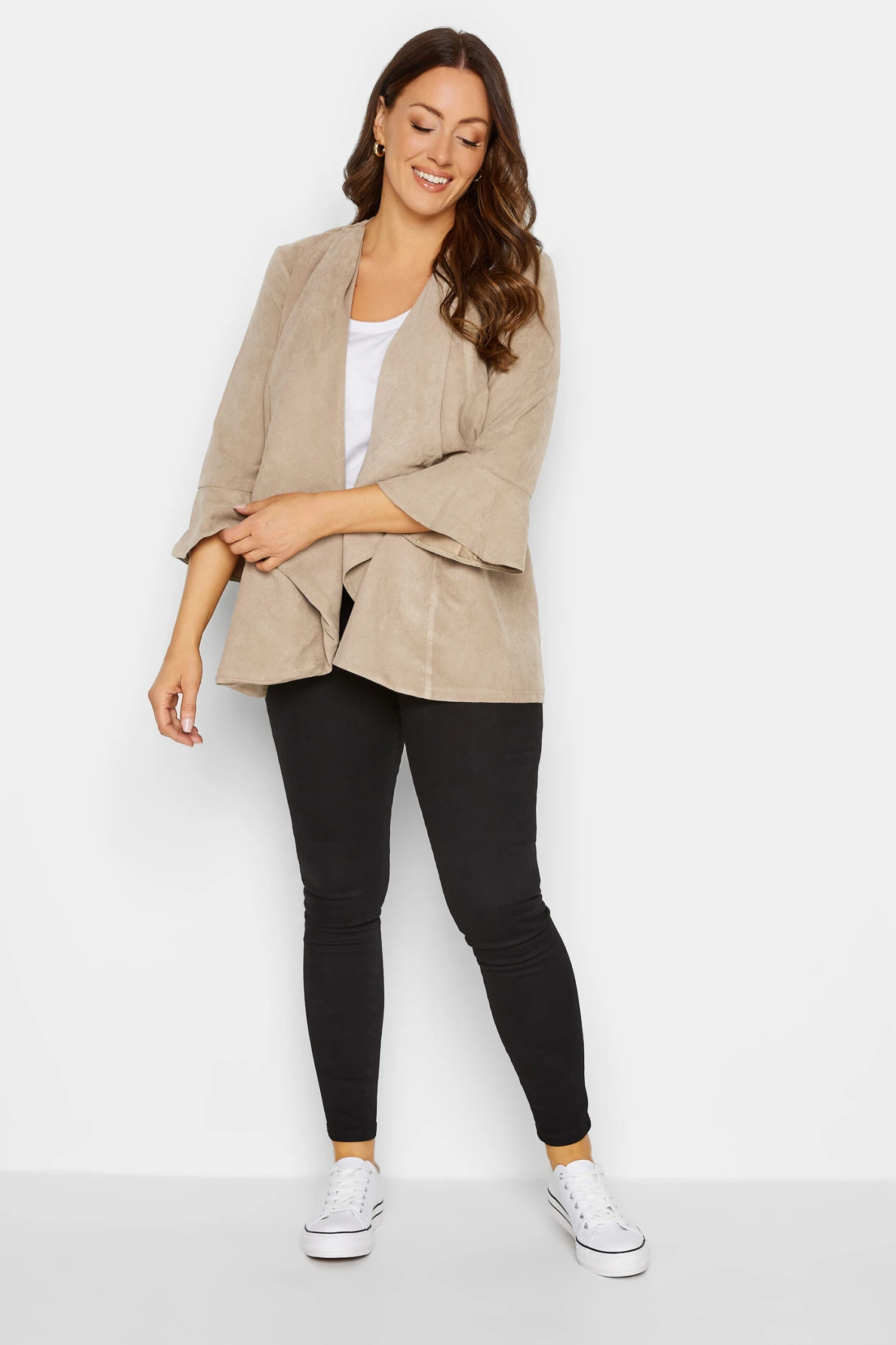 M&Co Cream Suedette Waterfall Jacket 2 M&Co Cream Suedette Waterfall Jacket - Image 2