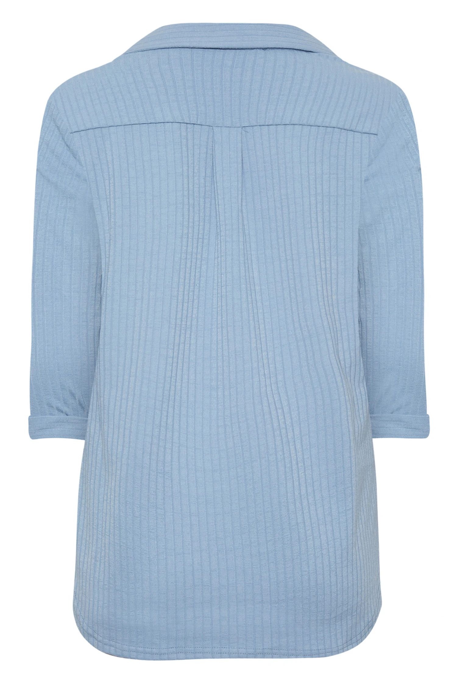M&Co Blue Ribbed V-Neck Shirt 7 M&Co Blue Ribbed V-Neck Shirt - Image 7