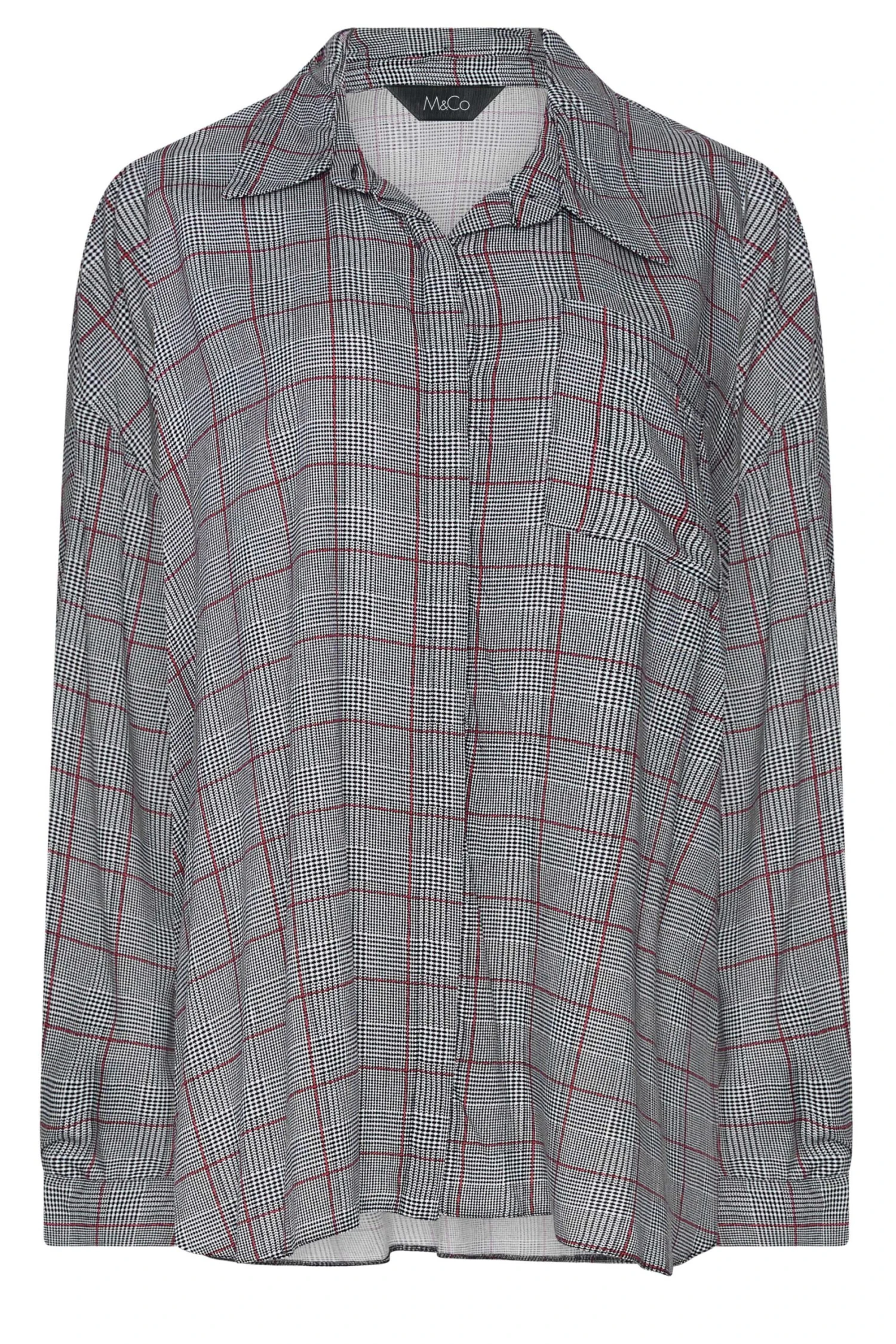 M&Co Grey Check Half Placket Shirt 6 M&Co Grey Check Half Placket Shirt - Image 6