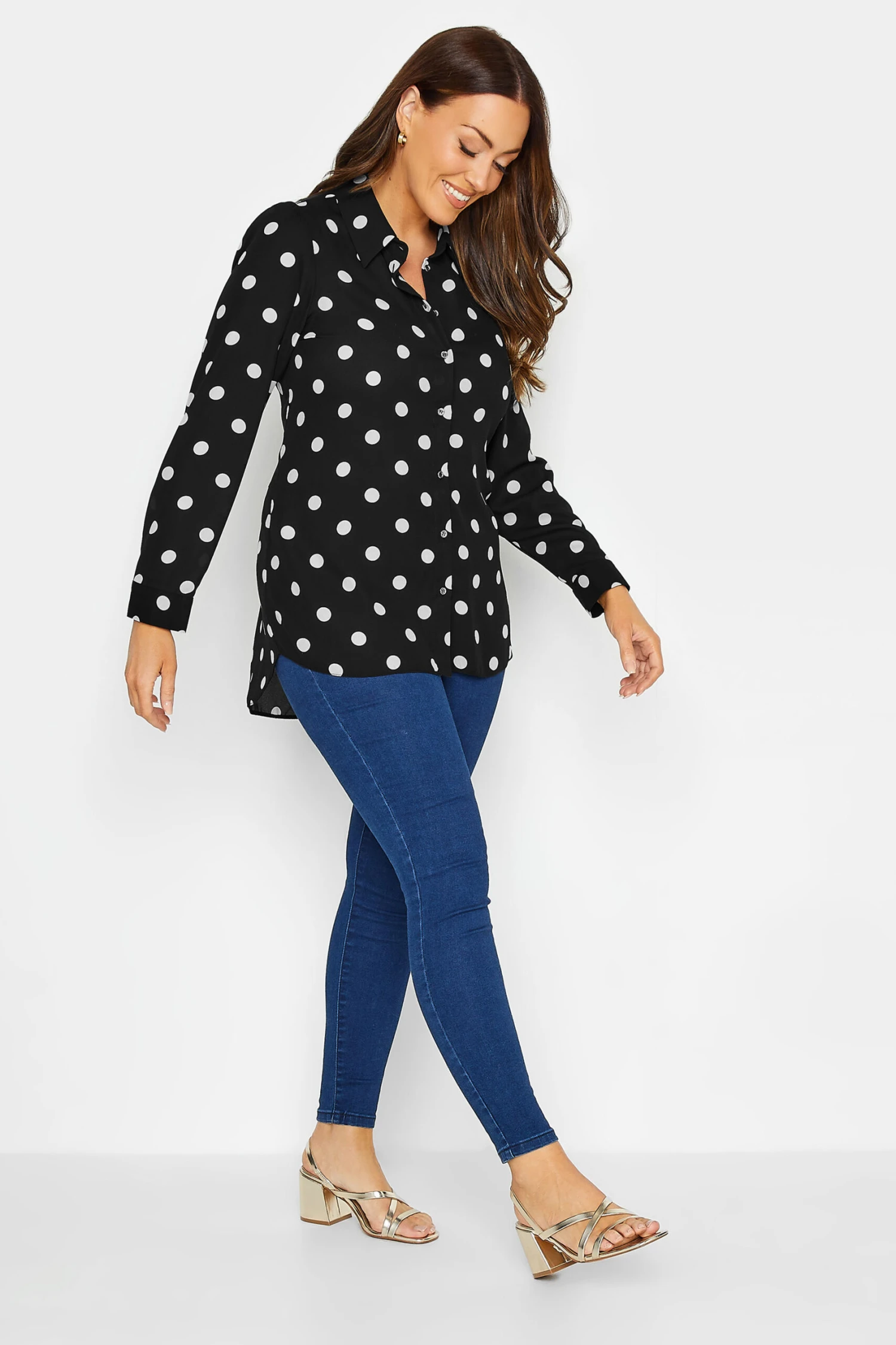 M&Co Black Polka Dot Tie Belt Shirt 2 M&Co Black Polka Dot Tie Belt Shirt - Image 2