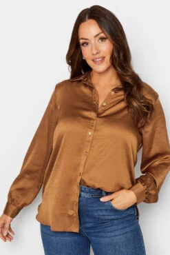 M&Co Brown Satin Shirt