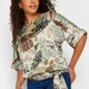 M&Co Green Paisley Print Short Sleeve Blouse