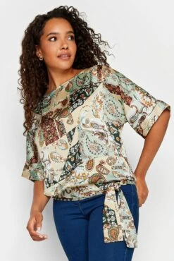 M&Co Green Paisley Print Short Sleeve Blouse