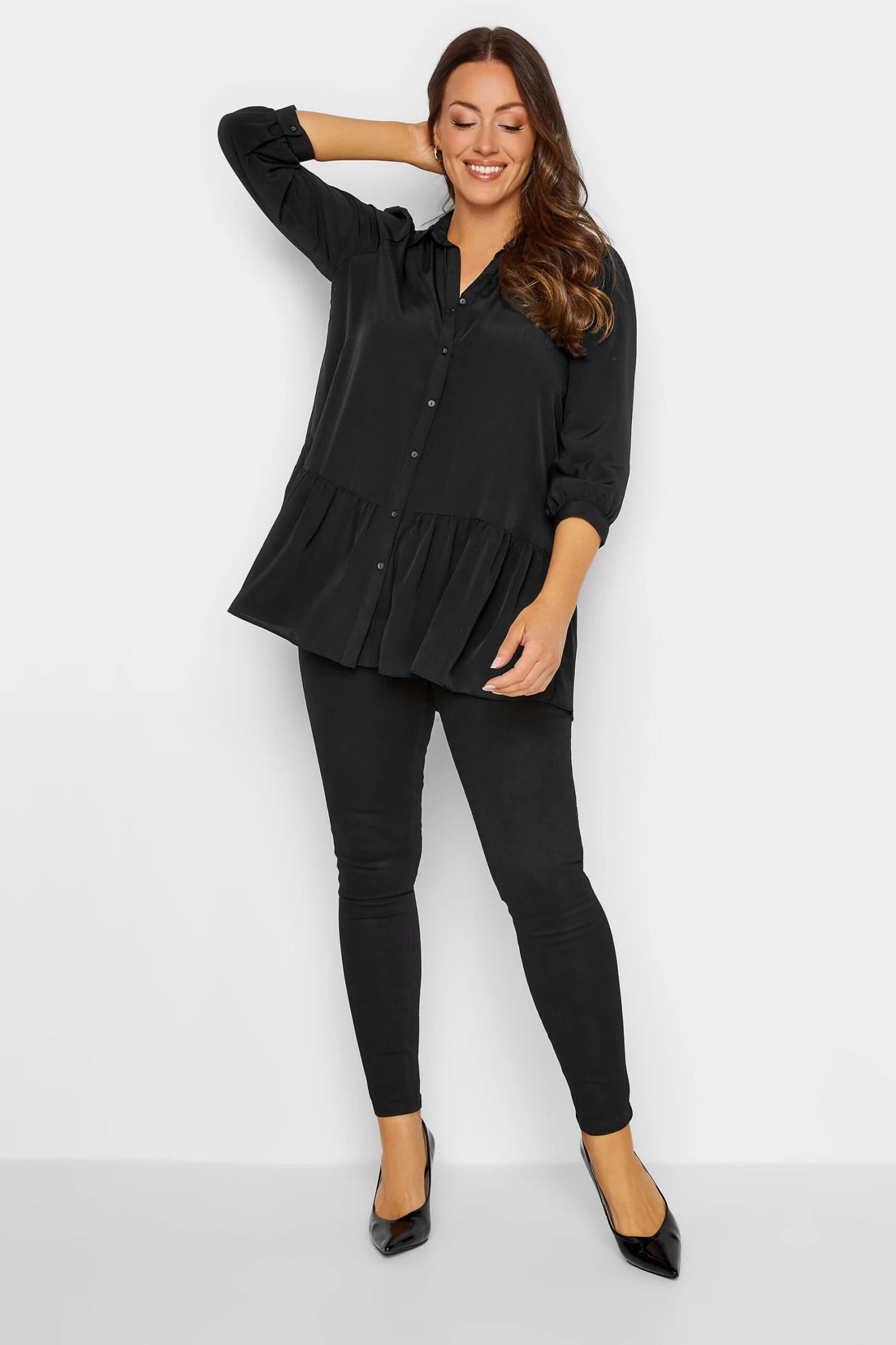 M&Co Black Frill Hem Shirt 2 M&Co Black Frill Hem Shirt - Image 2