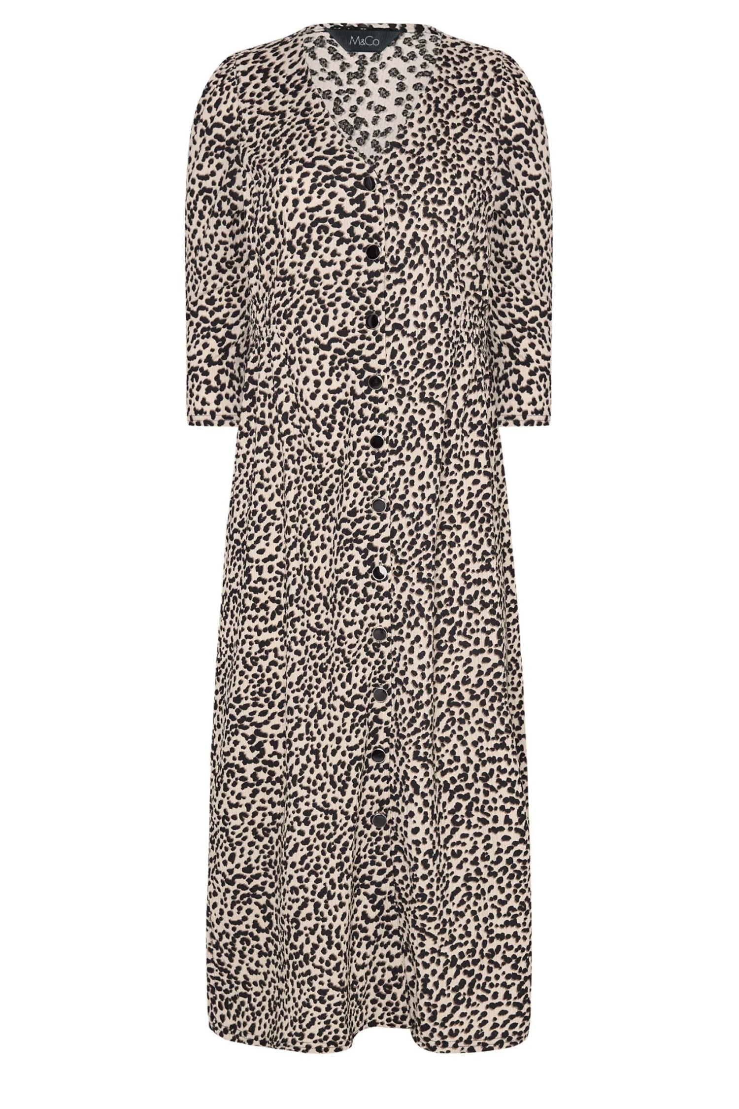 M&Co Beige Brown Leopard Print Button Through Midaxi Dress 6 M&Co Beige Brown Leopard Print Button Through Midaxi Dress - Image 6