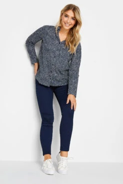 M&Co Navy Blue Spot Print Cotton Shirt -M&Co Sales Store 2c07886b 4024 40 500222 B scaled