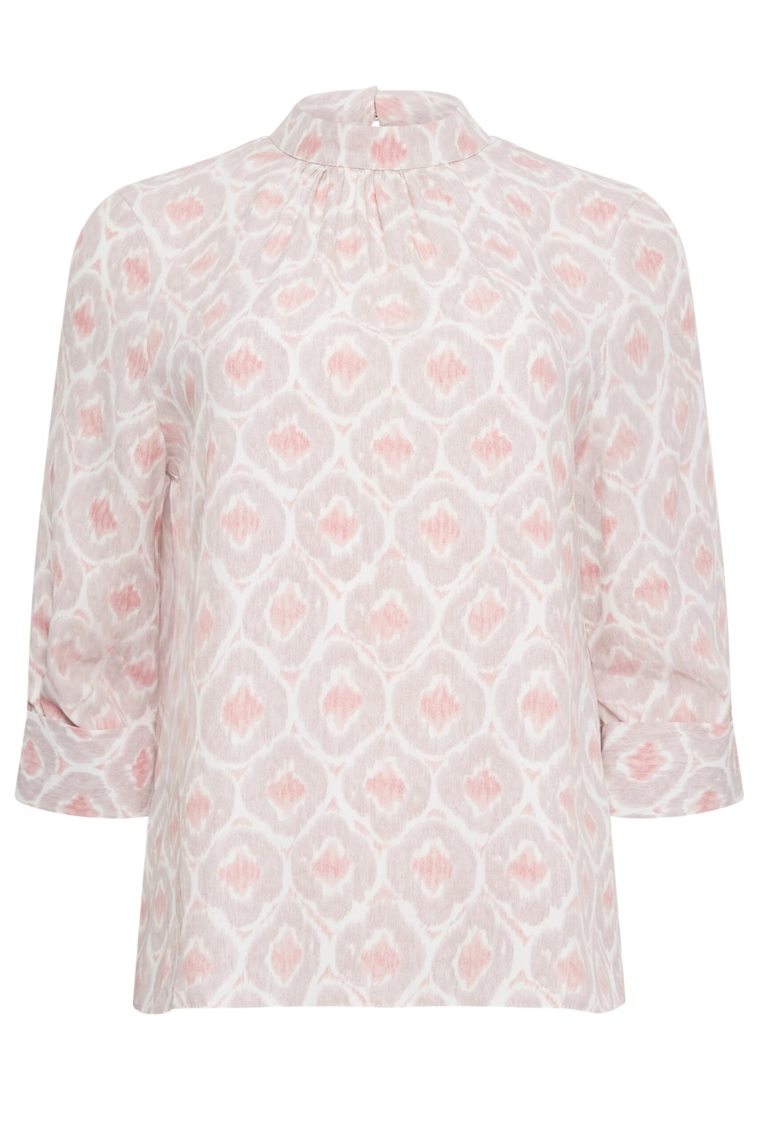M&Co Pink Geometric Print High Neck Blouse 6 M&Co Pink Geometric Print High Neck Blouse - Image 6
