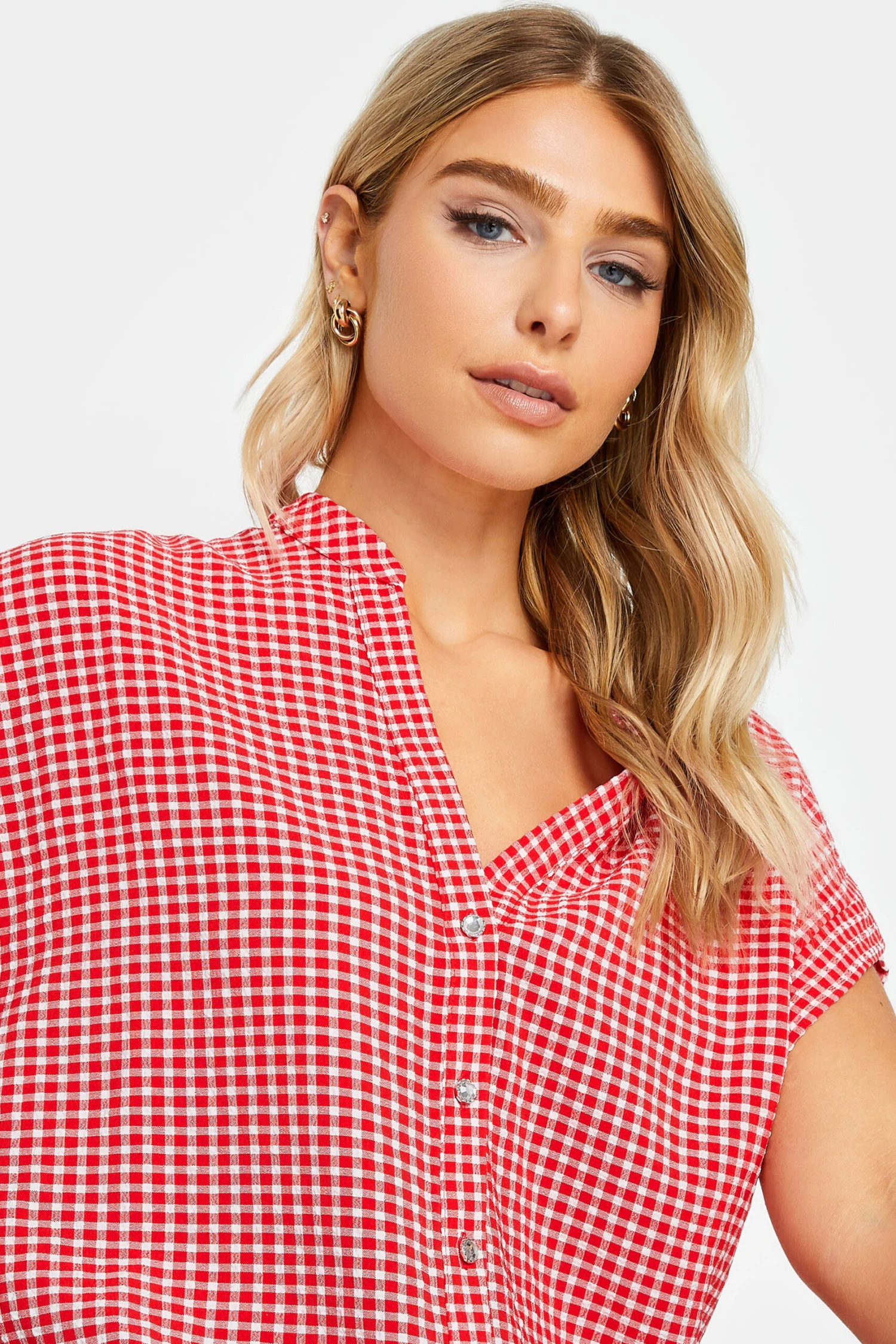 M&Co Red Gingham Short Sleeve Shirt 4 M&Co Red Gingham Short Sleeve Shirt - Image 4