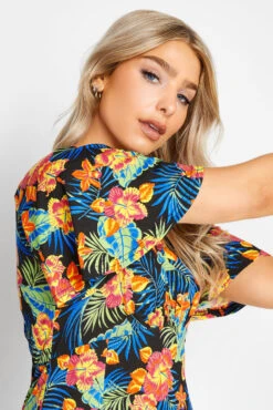 M&Co Black Floral Print Angel Sleeve Split Hem Midi Dress -M&Co Sales Store 2cd4ef22 e07b 4e 550501 D scaled