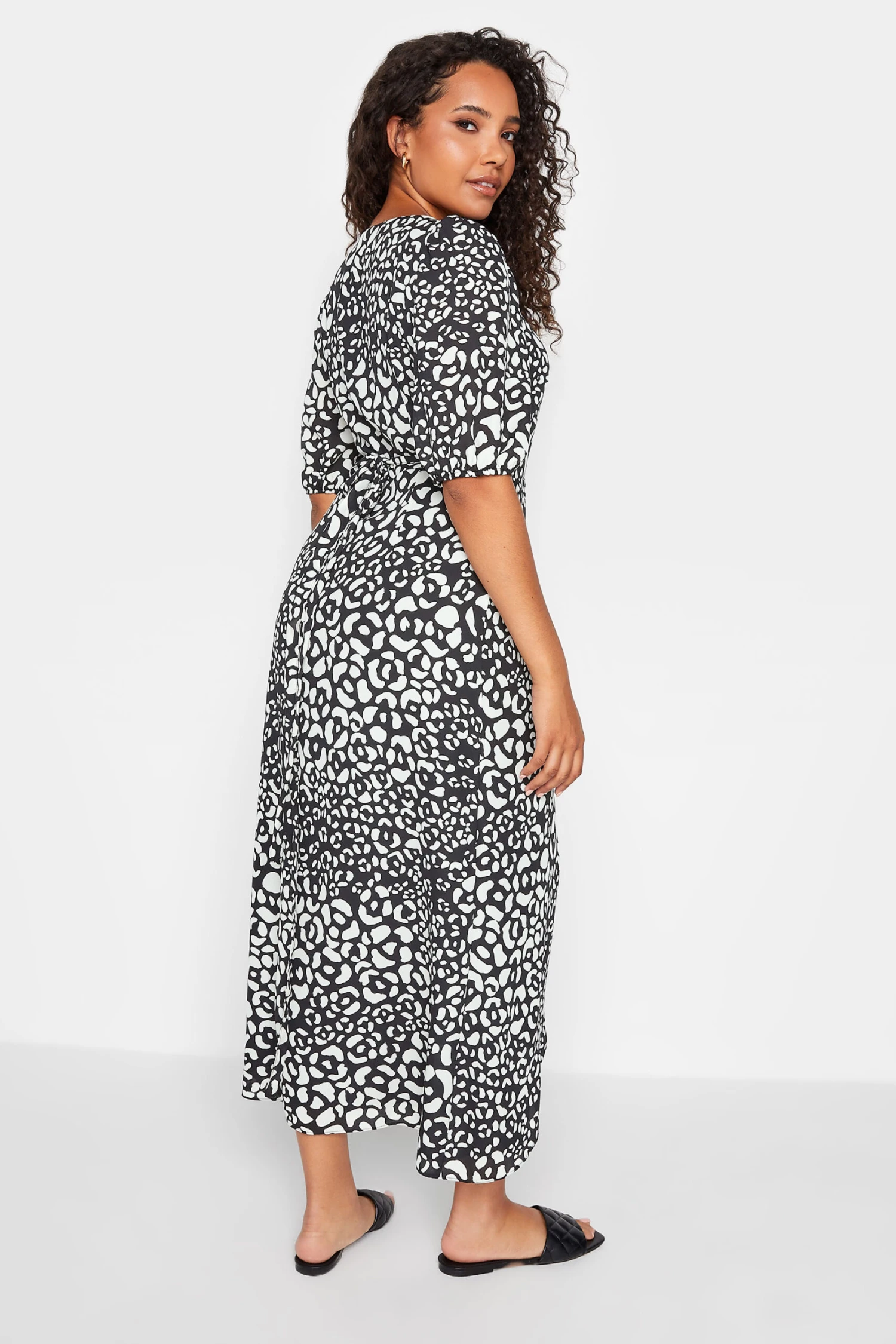 M&Co Black Animal Print Wrap Dress 3 M&Co Black Animal Print Wrap Dress - Image 3
