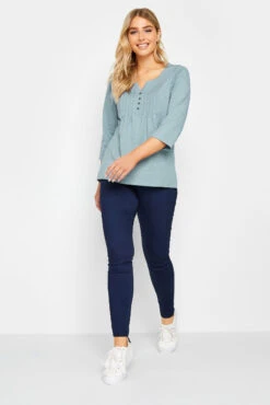 M&Co Pale Blue Cotton Henley Top 8 M&Co Pale Blue Cotton Henley Top -M&Co Sales Store 2e699051 4019 45 500217 B scaled