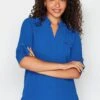 M&Co Cobalt Blue Tab Sleeve Blouse