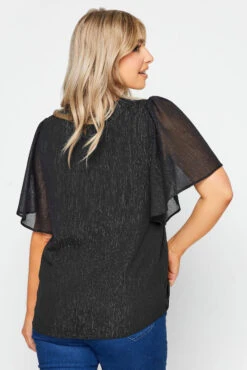M&Co Black Metallic Angel Sleeve Blouse -M&Co Sales Store 311939a8 083c 41 550171 C scaled