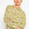 M&Co Yellow Floral Print High Neck Blouse
