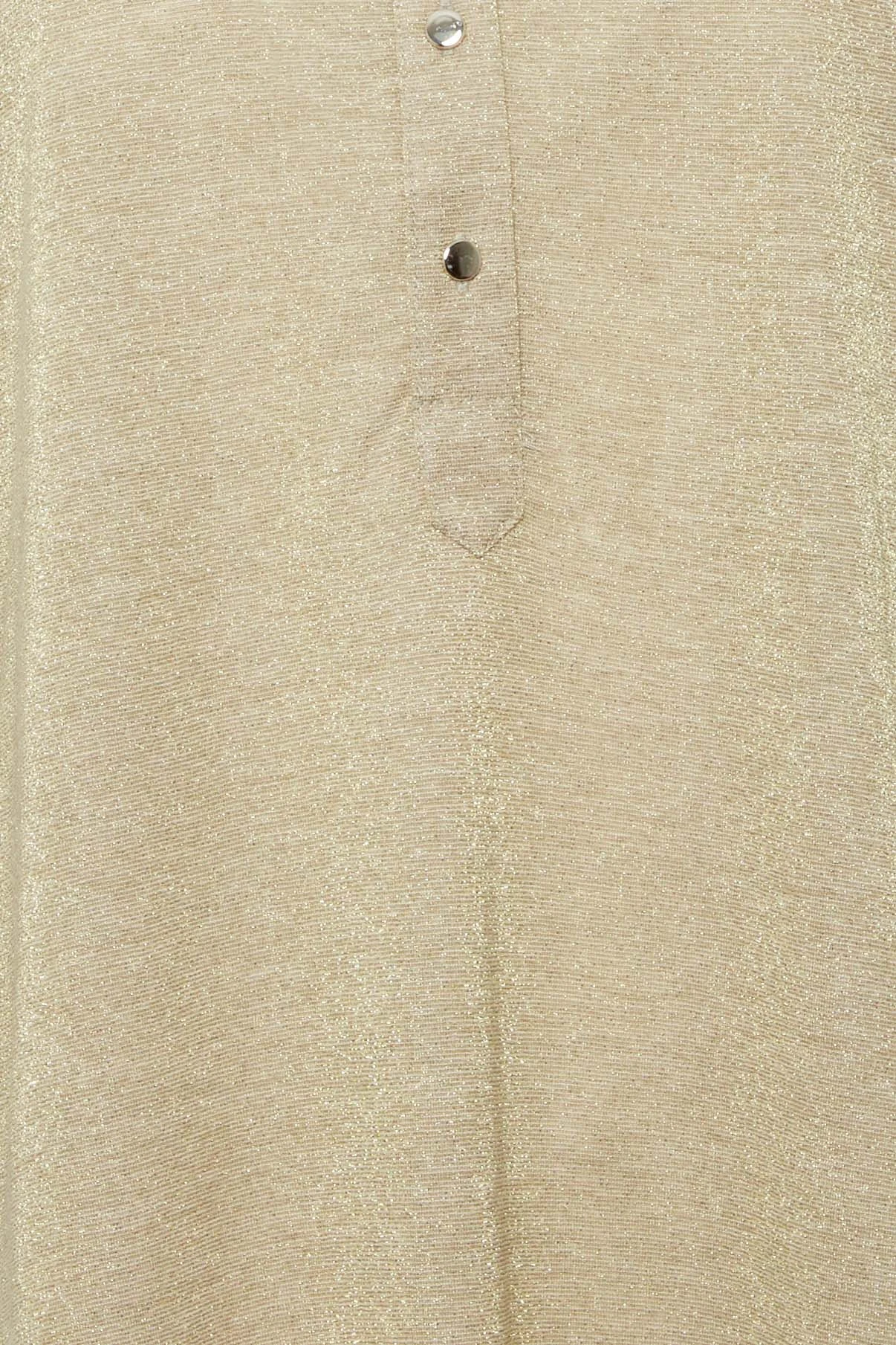M&Co Beige Brown Glitter Half Placket Shirt 5 M&Co Beige Brown Glitter Half Placket Shirt - Image 5