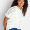 M&Co White Lace Puff Sleeve Blouse