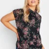 M&Co Black Floral Print Blouse