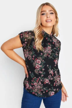 M&Co Black Floral Print Blouse