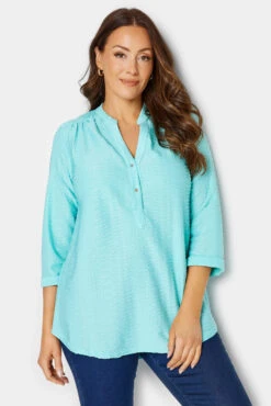 M&Co Blue Textured Placket Shirt