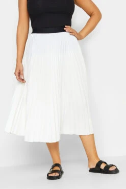 M&Co White Pleated Midi Skirt