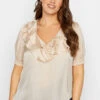 M&Co Nude Frill Front Blouse