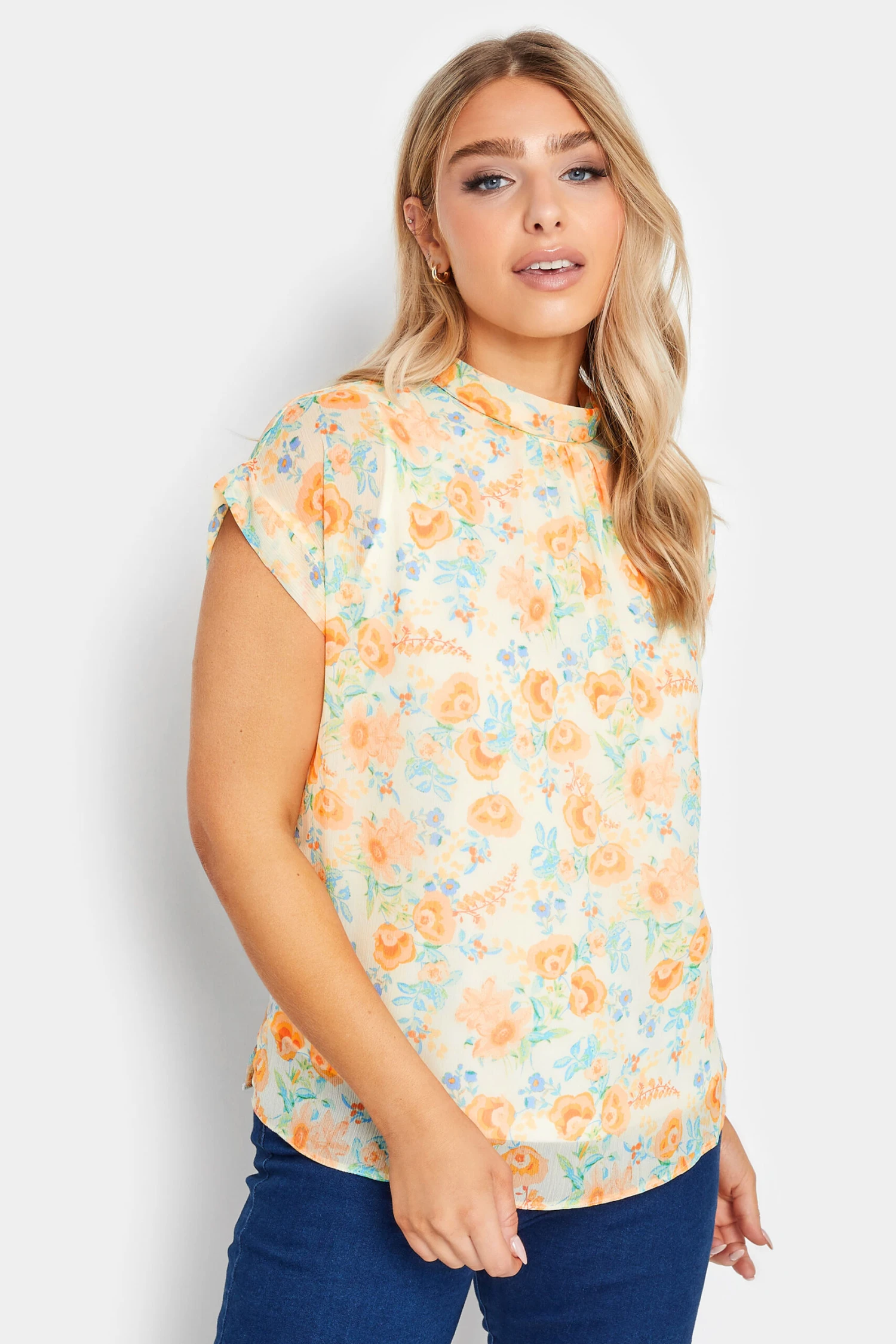 M&Co Yellow Floral Print Blouse 1 M&Co Yellow Floral Print Blouse