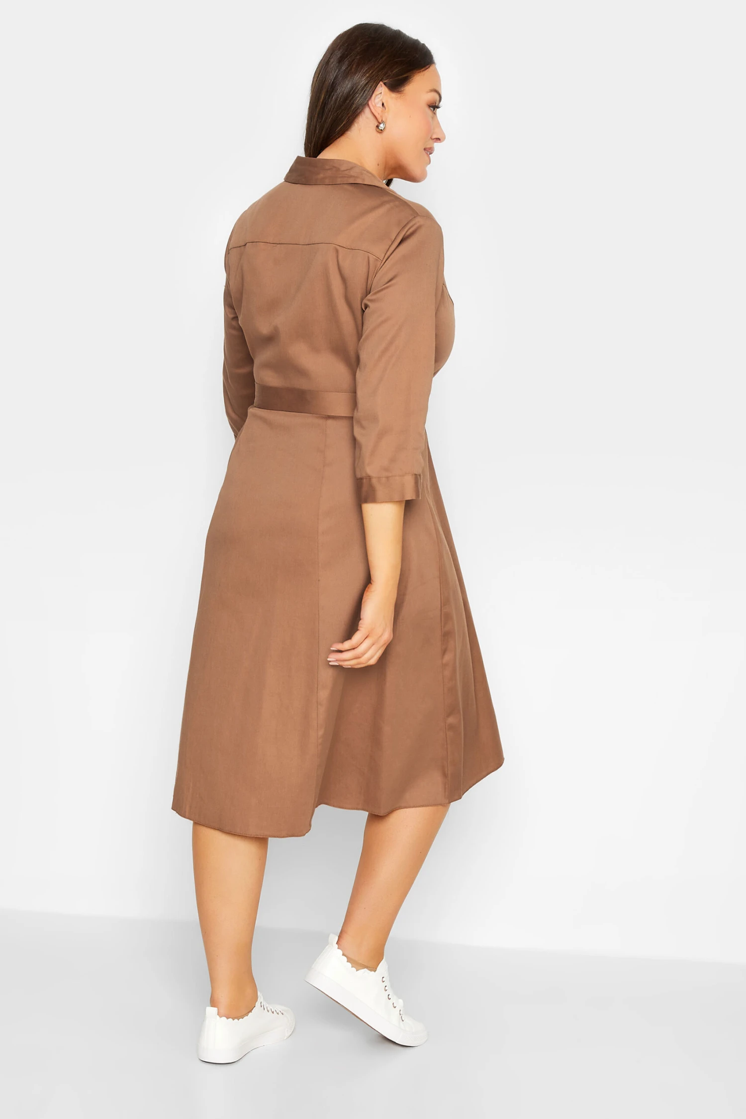 M&Co Brown Tie Waist Shirt Dress 3 M&Co Brown Tie Waist Shirt Dress - Image 3