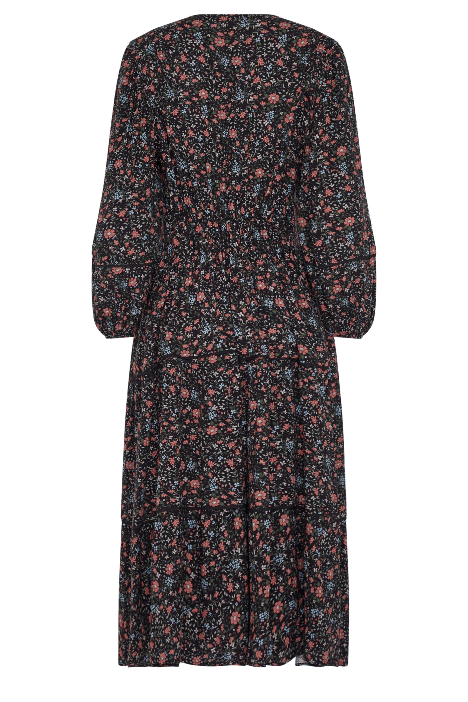 M&Co Black Floral Print Crochet Trim Maxi Dress 8 M&Co Black Floral Print Crochet Trim Maxi Dress - Image 8