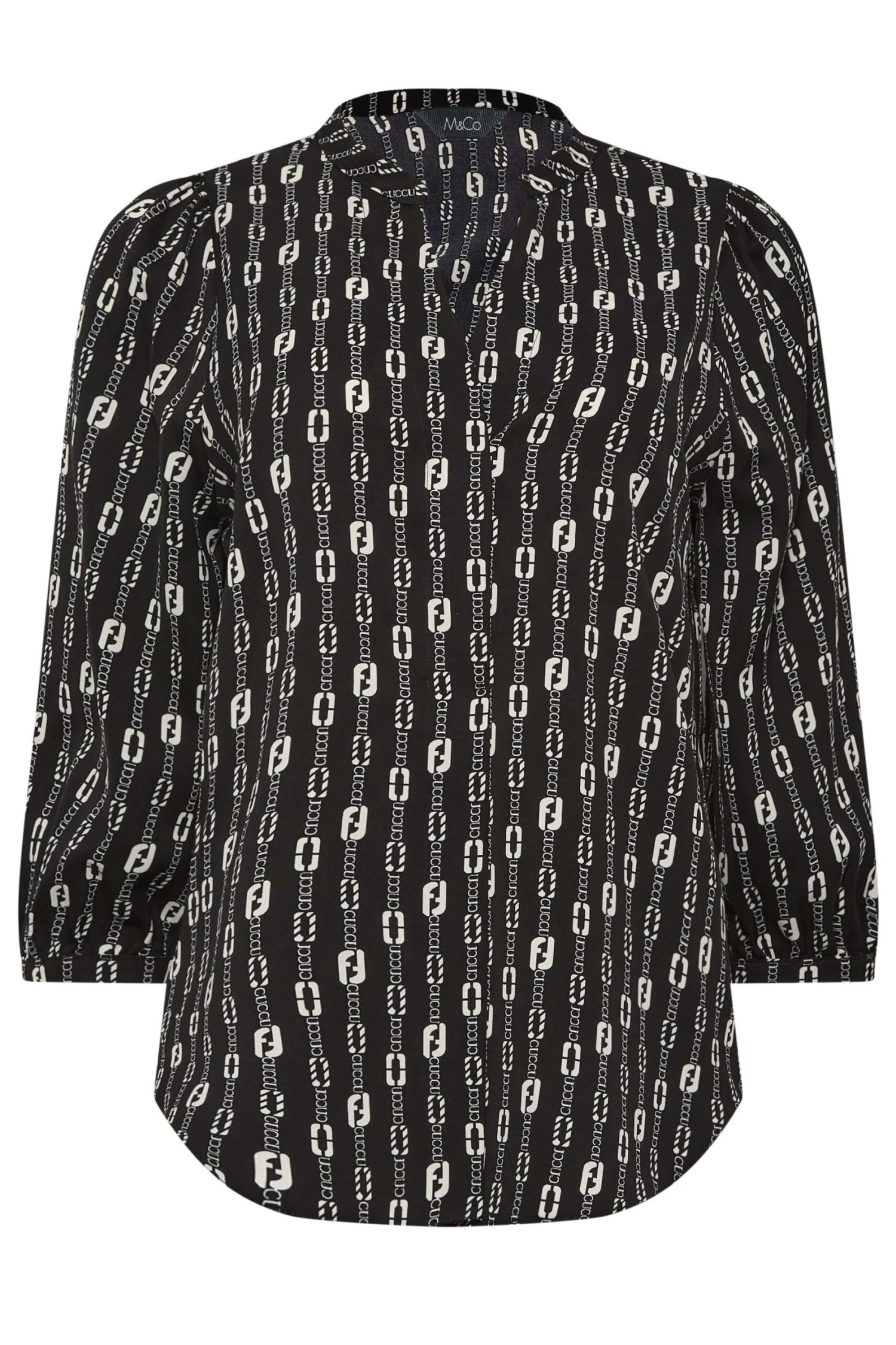 M&Co Black Chain Print V-Neck Blouse 6 M&Co Black Chain Print V-Neck Blouse - Image 6
